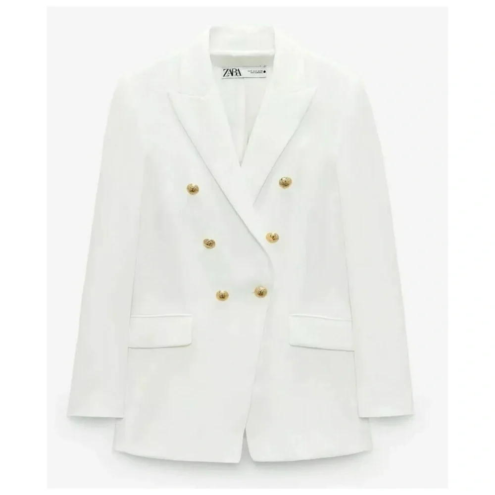 Zara Ivory Blazer with Gold Accents - Picture 2 of 14
